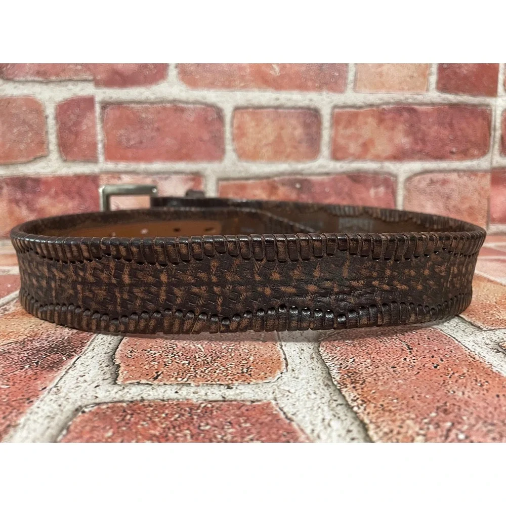 Honest by Brighton Mens Brown Leather Whipstitch Belt M70228 Size 28